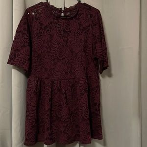 Torrid maroon lace babydoll top